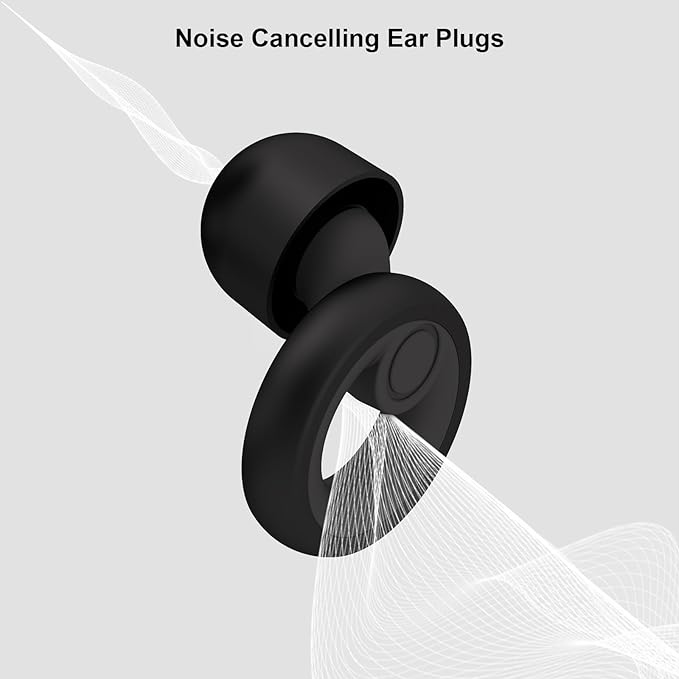 Ear Plugs for Sleeping Noise Cancelling 2 Sets, Reusable Earplugs Hearing Protection 30dB, Soft Silicone Ear Plugs for Concerts, Party, Focus - 8 Pairs Ear Tips in XS/S/M/L - Black