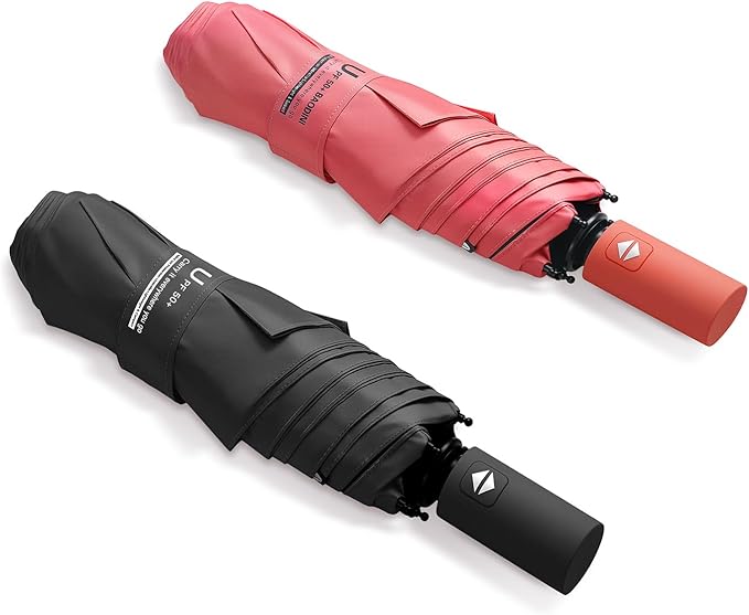 BAODINI Small UV Protection Travel Umbrella Compact for Rain and Sun UPF 50+ 41 inch Portable Umbrella for Women and Men