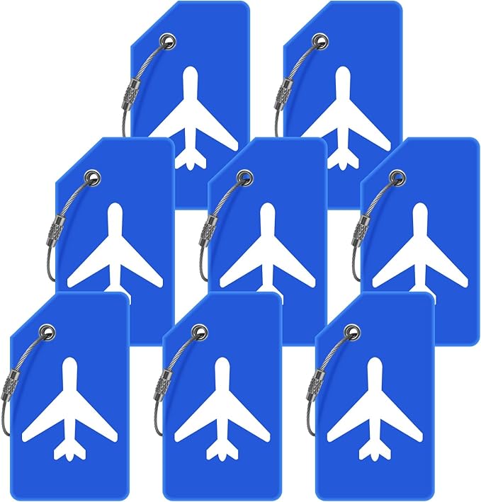 Luggage Tag for Suitcases, Quickly Spot 8 Pack Luggage Identifier Tags, Travel Accessories Name Tags for Backpacks, Suitcases, Travel Bags, Baggage, Cruise - Flexible Silicone (Blue)