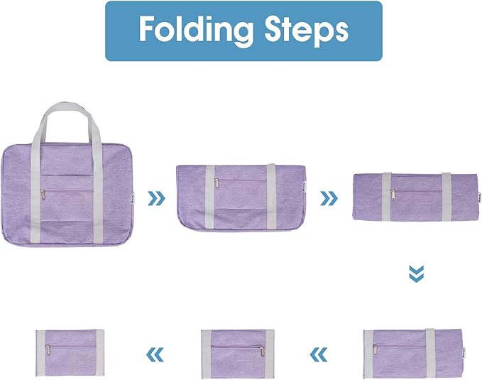 For Spirit Airlines Personal Item Bag 18x14x8 Foldable Travel Duffel Bag Tote Duffle Carry on Luggage for Women 30L (Purple (With Shoulder Strap))