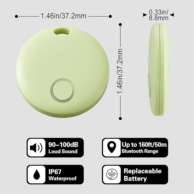 Reyke Smart Tag, Air Tracker Luggage Tracker, Works with Apple Find My (iOS Only), Item Locator for Key, Luggage, Backpack, Wallet, IP67 Waterproof, Green