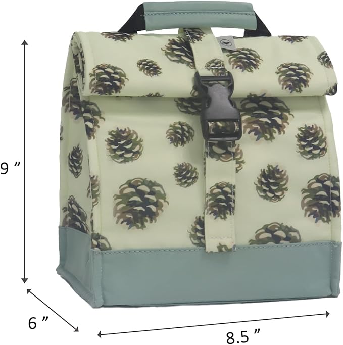 SUNNY BIRD Insulated Lunch Bag Rolltop Lunch Cooler Cute Lunch Box for Girls, Teens and Kids (Pinecone)
