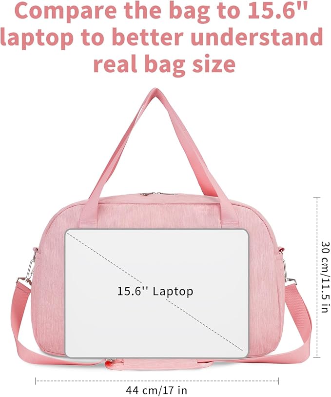 Narwey For Spirit Airlines Personal Item Bag 18x14x8, Small Duffle Bag for Travel, Duffel Bag for Traveling, Carry on Bag for Airplanes Underseat Overnight for Women and Men (Pink)