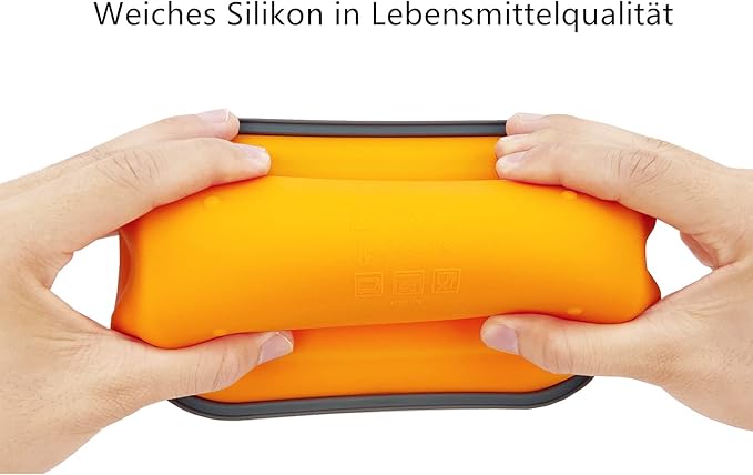 Silicone Lunch Container Bento Box, Collapsible Food Storage Containers with Airtight Lids and 2in1 Fork, Reusable Food Containers for Travel,Camping and RV, Food Grade 1000ml Microwave Container