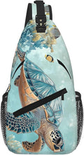 SUPLUCHOM Sling Bag Turtle Sea Coral Ocean Hiking Daypack Crossbody Shoulder Backpack Travel Chest Pack for Men Women