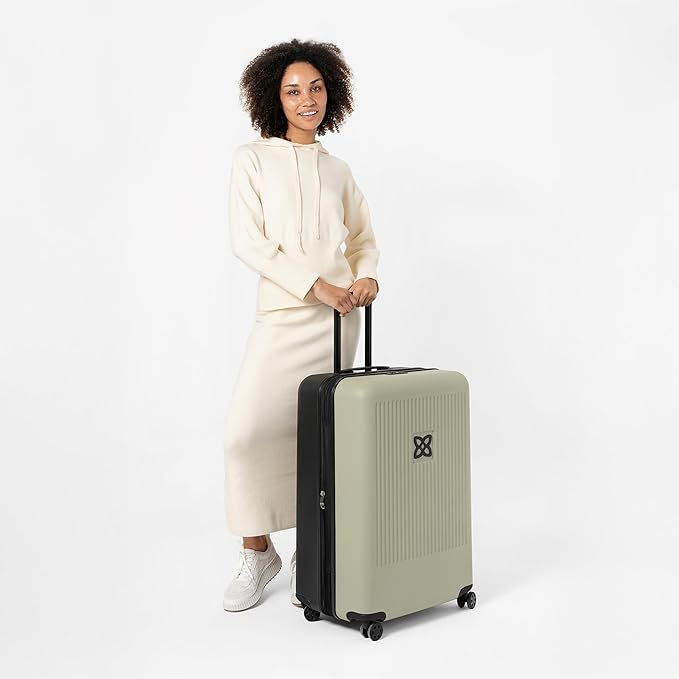 Sherpani Meridian, 29 Inch Travel Hardside Luggage, Durable Hardshell Luggage, Expandable Suitcase with 4 Double Spinner Wheels, Checked Luggage for Women (Sage)