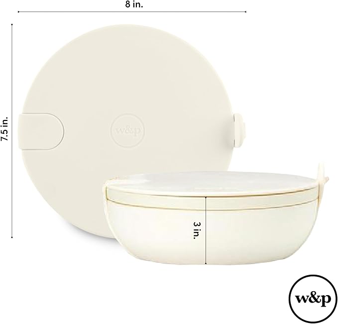 W&P Porter Ceramic Bowl Lunch Container w/ Protective Non-slip Exterior, Mint 1 Liter | Lid & Snap-tight Silicone Strap | Food Storage, Bento Box, Meal Prep | BPA-Free Ceramic