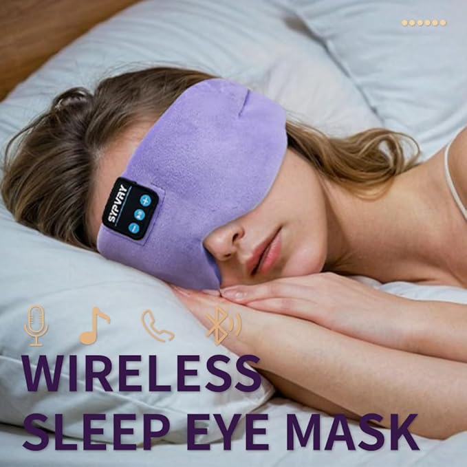 Sleep Mask Bluetooth 5.4 Headphones Soft Wireless Headband Eye Mask Blackout with Microphone (Lilac)