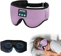 Sleep Mask Bluetooth Headphones Soft Wireless Headband Eye Mask Blackout with Microphone (Purple)