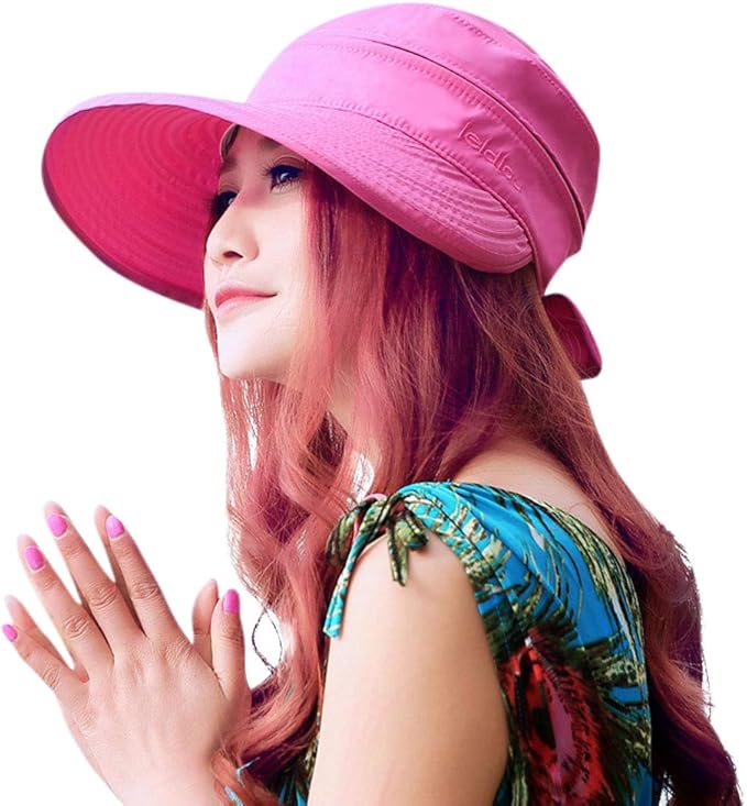 HINDAWI Sun Hats for Women with UV Protection Wide Brim Sun Hat Visor Summer Beach Outdoor Foldable Womens Cap