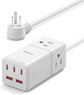 NENJI 75W GaN USB-C Super Fast Charging Station, 8-in-1 Power Strip with 5 USB & 3 AC Ports, Smart Charging, Fast PD Charger for iPhone, Samsung, iPad, MacBook – Desktop & Travel-Friendly – White
