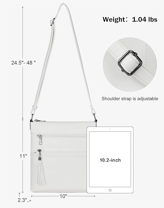 MASINTOR Crossbody Purses for Women, Multi Pocket Casual Crossbody Bag, Adjustable Strap Shoulder Bag with Tassel