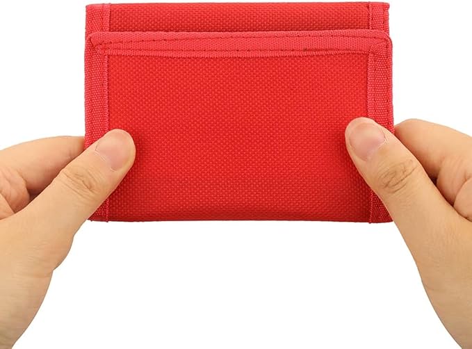 NEICY RFID Blocking Canvas Wallet for Men and Women - Camo Trifold Outdoor Sports Wallets with Magic Sticker for Teen Kids (Red)