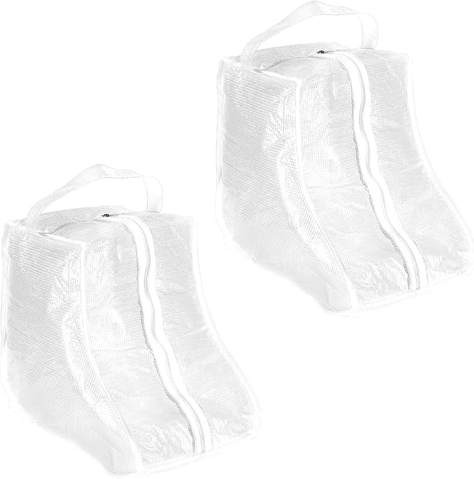 Boot Storage Bags [2PCS] - Plastic Short Boot Carry Bags Clear Shoe Bags with Handle for Travel & Daily Use - [White] Waterproof & DustProof Boot Bags for Cowboy Boots
