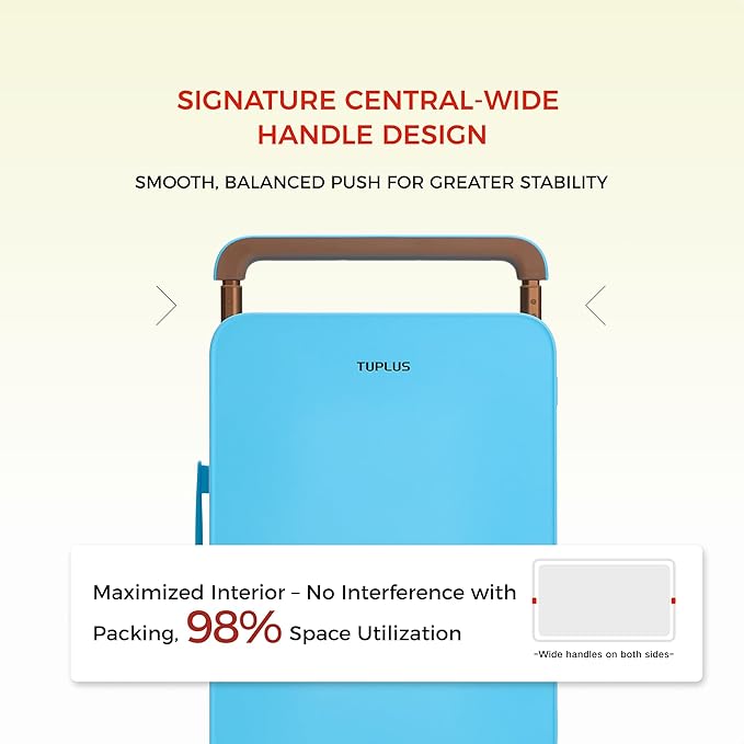 TUPLUS 20” Carry-On Hardside Luggage Lightweight ABS Travel Suitcase with Wide Handle Spinner Wheels TSA Combination Lock, Balance Series 2.0, Clear Sky Blue
