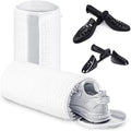 Shoe Washing Bag for Washing Machine, Fluffy Fibers Keep 360° Wrap-around Cleaning, 2 Pairs Adjustable Shoe Trees, Durable Hidden Zipper Reusable Shoe Laundry Bag for Sneaker Gym Shoes White