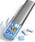 Vaydeer 7 Day Weekly Pill Organizer (Support 2 Times a Day), Metal Travel Pill Case, Large Capacity Daily Cute Pill Box for Supplements, Pills, Vitamins and Medication (Gray)