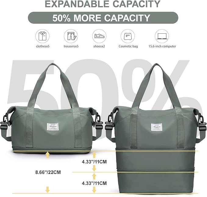 Travel Duffel Bag, Sports Tote Gym Bag, Shoulder Weekender Overnight Bag for Women