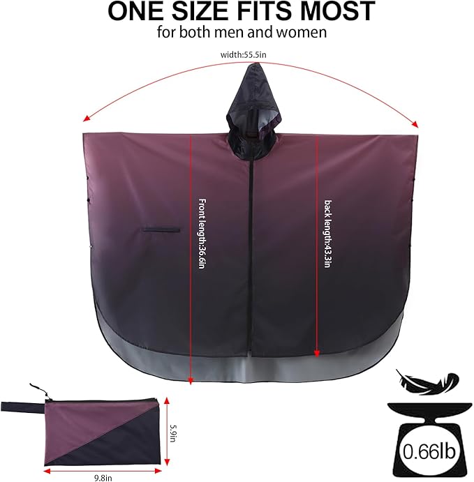 Rain Poncho Jacket Coat Hooded Zipper Style for Women/Men/Adult with Pocket