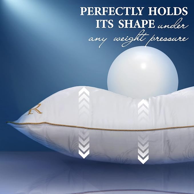 Royal Therapy Pillows Standard Size Set of 2 (20x26 in), Alternative Goose Down Pillows, Adjustable Standard Pillow, All Sleepers, Side Sleeper Pillow