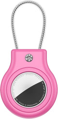 Waterproof Airtag Holder,Airtag Case with Secure Lock,Airtags Keychain for Apple Airtag,Anti-Lost Protective Cover Air tag Accessories for GPS Item Finder Tracker Luggage,Bag,Key,Pet,Cat,Dog-Rose Pink