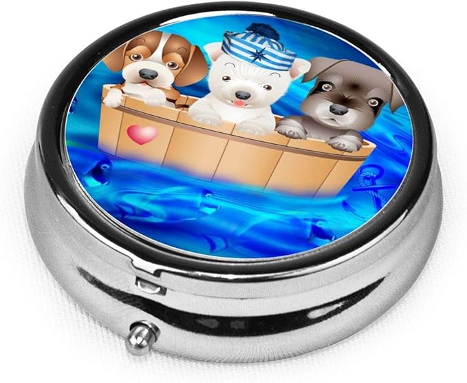 Custom Round Pill Case, Personalized Name/Photo Decor Travel Jewelry Organizer Container Medicine Vitamin Pill case - 3 Compartment