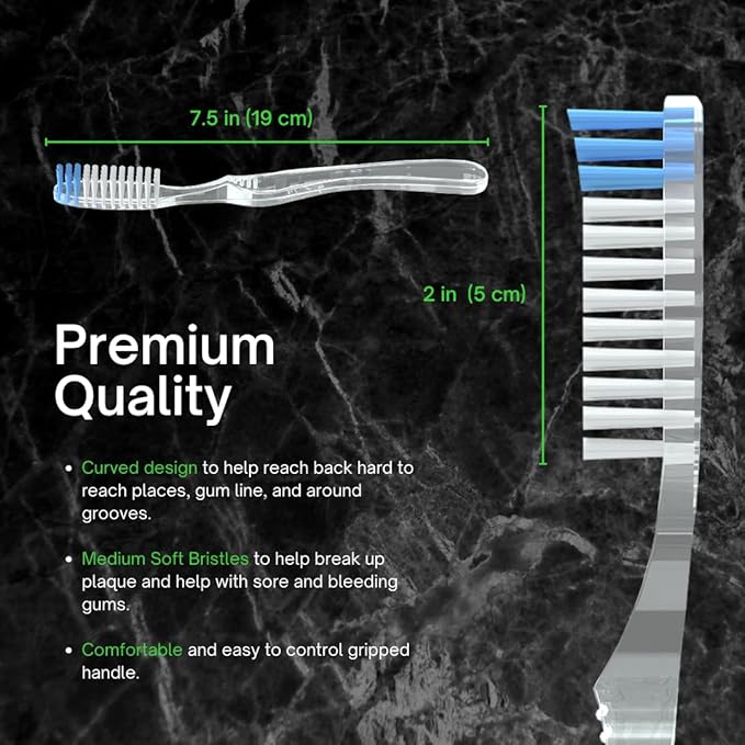 Dr. Nicks White & Healthy The Big Clean Large Toothbrush Medium Soft - Bulk Toothbrushes (4 Pack) - Dentist Designed Deep Gum Toothbrush - Large Head Medium Soft Toothbrushes for Adults