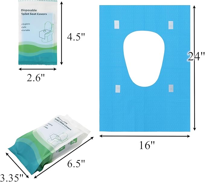 Tebery 100 Pack Toilet Seat Covers Disposable, Individually Wrapped Travel Toilet Cover, Extra Large Potty Seat Liners Portable, Waterproof Potty Training Shield for Public Restroom, Trip, Outdoors