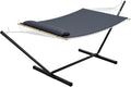 Hammock with Stand for Outside, 2 Person Portable Hammock with Breathable Cotton Rope & Quilted Pad, 475 Lbs Capacity, Perfect for Outside, Patio, Garden, Beach, Backyard