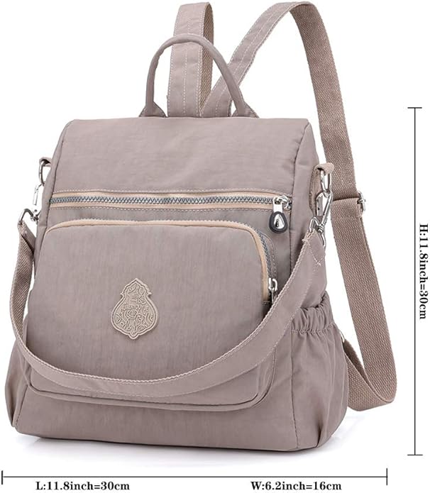 MINTEGRA Women Shoulder Backpack Multi-Pocket Nylon Purse Large Capacity Waterproof Casual Daypack