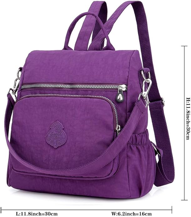 MINTEGRA Women Shoulder Backpack Multi-Pocket Nylon Purse Large Capacity Waterproof Casual Daypack