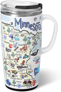 Swig Life 22oz Travel Mug, Insulated Tumbler with Handle and Lid, Travel Coffee Mug, Cup Holder Friendly, Stainless Steel 22 oz Tumbler, Reusable Insulated with Lid (Minnesota)