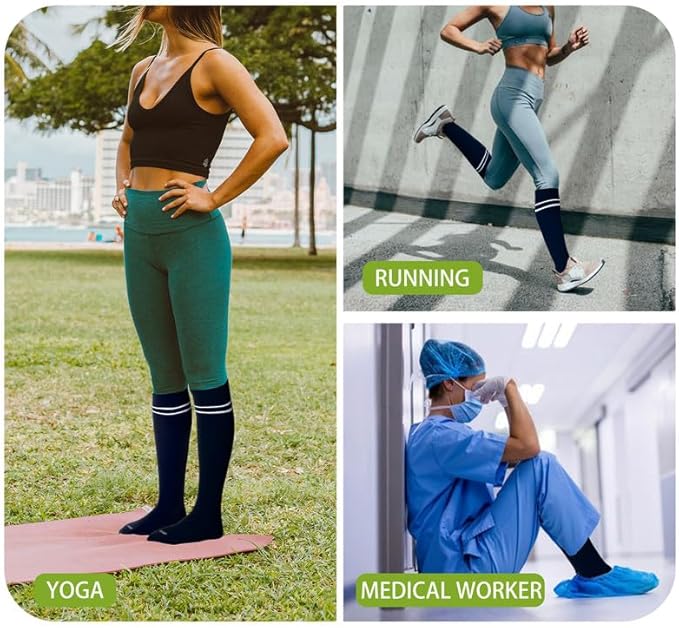 LEVSOX Compression Socks for Pregnant Women 20-30 mmHg Knee High Cute Funny Mens Supports Socks for Nurses, Medical, Travel