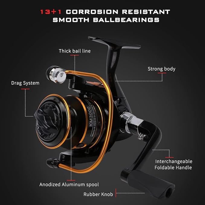 Collapsible Fishing Rod and Reel Combo, BalanZze Telescopic Fishing Rod with Spinning Reel, Portable Collapsible Fishing Pole Kit for Saltwater and Freshwater