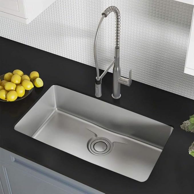 KRAUS Dex 33-inch Undermount 16 Gauge Stainless Steel Single Bowl Kitchen Sink, KD1US33B