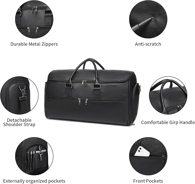 Carry On Garment Bag for Travel, Convertible Travel Garment Bag for Men Women, 2 in 1 Hanging Suitcase Suit Business Travel Bag