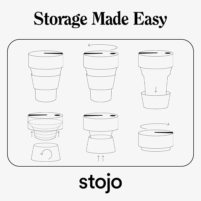 STOJO Titan Collapsible Travel Cup With Straw - Cashmere Gray, 24oz / 710ml - Reusable To-Go Pocket Size Silicone Cup for Hot & Cold Drinks - Camping and Hiking - Microwave & Dishwasher Safe