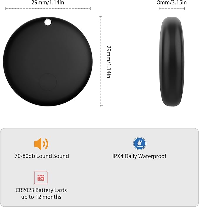 Air Tracker Tags-2 Pack Tracker Tag Work with Apple Find My (iOS 14.6 Above Only) Smart Tag Item Finders for Key, Luggage, Backpack，etc.(Black, 2 Pack)