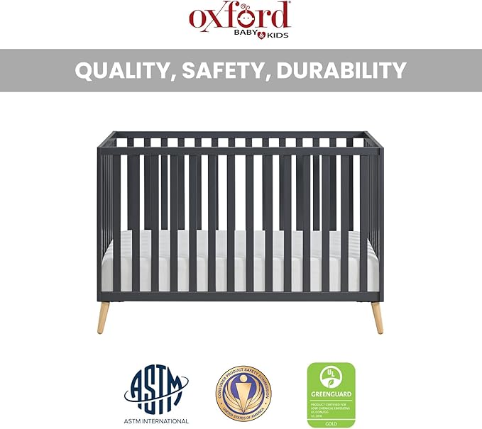 Oxford Baby Cozy Nest Convertible Island Crib, Midnight Slate/Natural