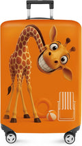 ANNA QUEEN Giraffe Fun Luggage Cover, Playful Giraffe Design with Beach Ball and Chair, Stretchable, Washable Travel Sleeve for 24-26 Inch Luggage