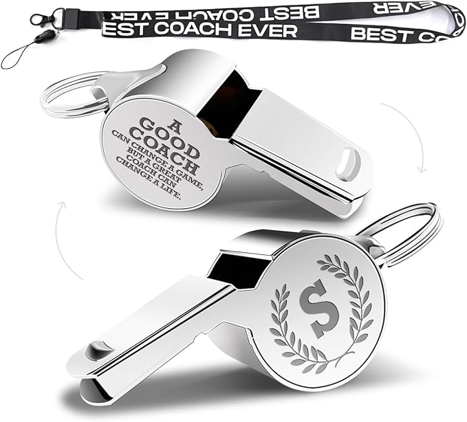 Letters Coach Gifts, Whistle for Coaches, Whistle Emergency, Thank You Coach Gifts, Coaches Whistle with Lanyard Cheer Coach Gift for Men Women Teachers Referees School Sports Coach Outdoor, Letter S