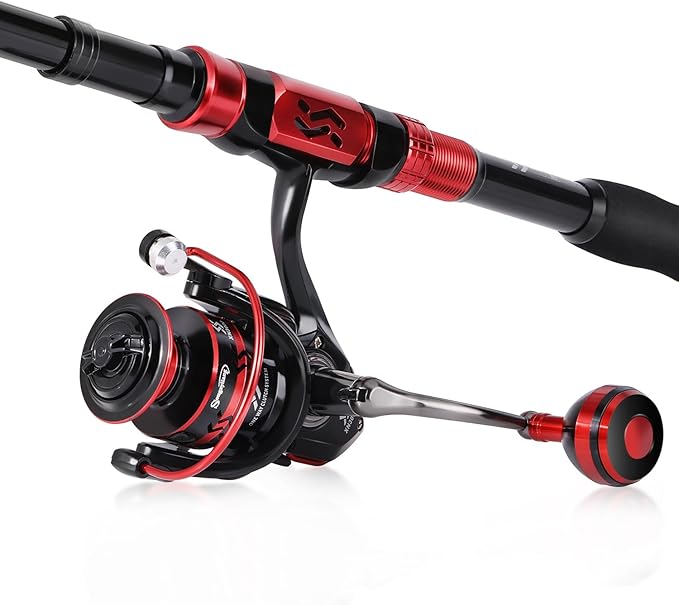 Sougayilang Fishing Pole with Spinning Reel Portable Fishing Rod Reel Combos