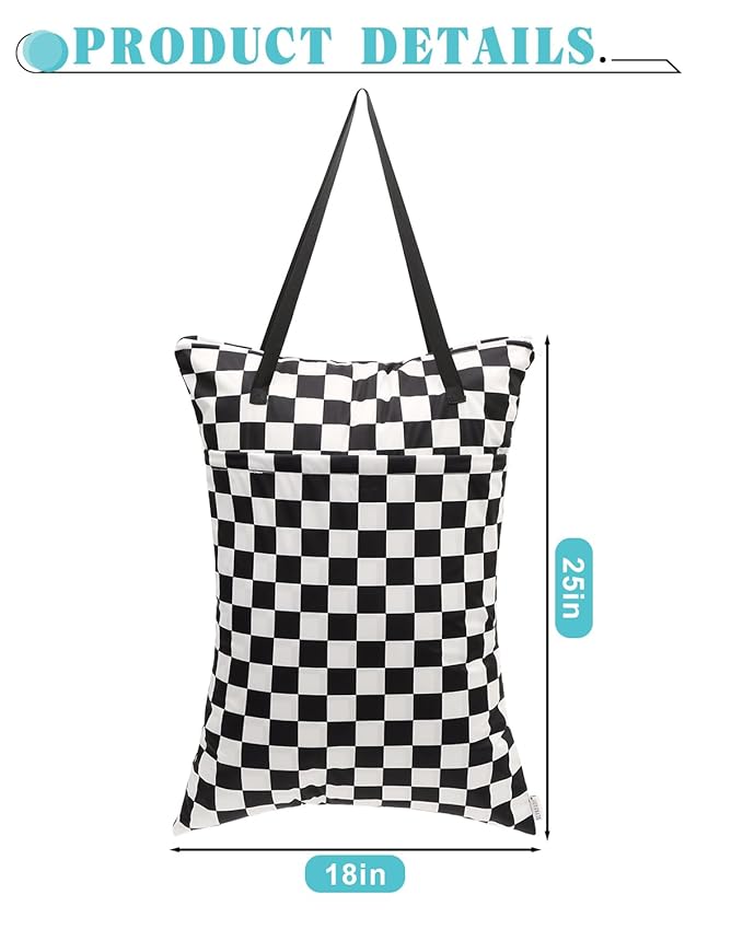 ALVABABY 2 Pack Large Wet Dry Bag Waterproof Hanging Cloth Diaper with Double Zippered Pockets 25x18 inches Laundry Bag 2HL01
