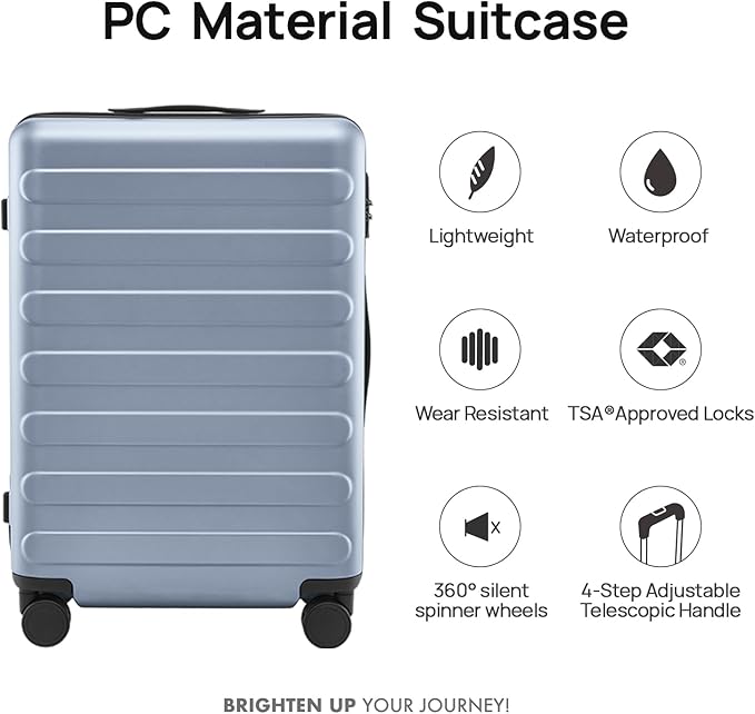 Carry on Luggage 22 X 14 X 9 Airline Approved, 20 Inch Luggage for 3-5 Days Travel, Double Spinner Wheels, 100% Hardshell PC, TSA Lock (03-Shadow (Basic), Checked 28-Inch)
