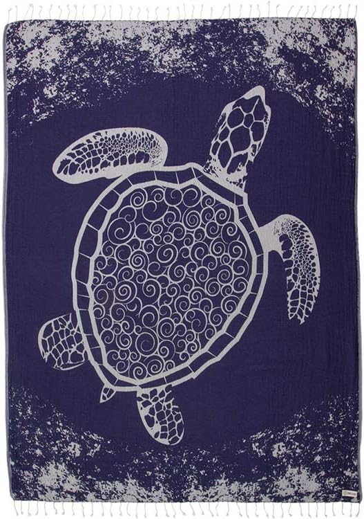 Sand Cloud Large Turkish Beach Towel - Sand Free - 100% Organic Turkish Cotton Yarn - Quick Dry Oversized Towel for Beach, Picnic, Blanket or Bath - As Seen on Shark Tank - Marine Bundle