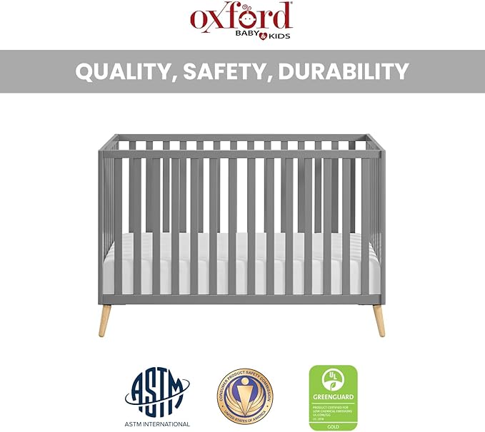 Oxford Baby Cozy Nest Convertible Island Crib, Dove Gray/Natural