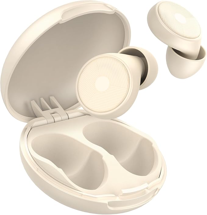 Ear Plugs for Sleeping Noise Cancelling -45dB, Soft and Reusable Silicone Hearing Protection Earplugs with 8 Eartips and Carrying Case, for Sleeping, Concert, Working, Studying, Traveling (Off White)