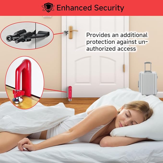Portable Alarm Door Stopper for Additional Safety in Hotel,Apartment and Bedroom,Removable Bottom Door Jammer Device,Anti Theft Extra Security Lock Kit for Travel. (Normal Stopper&Lock)