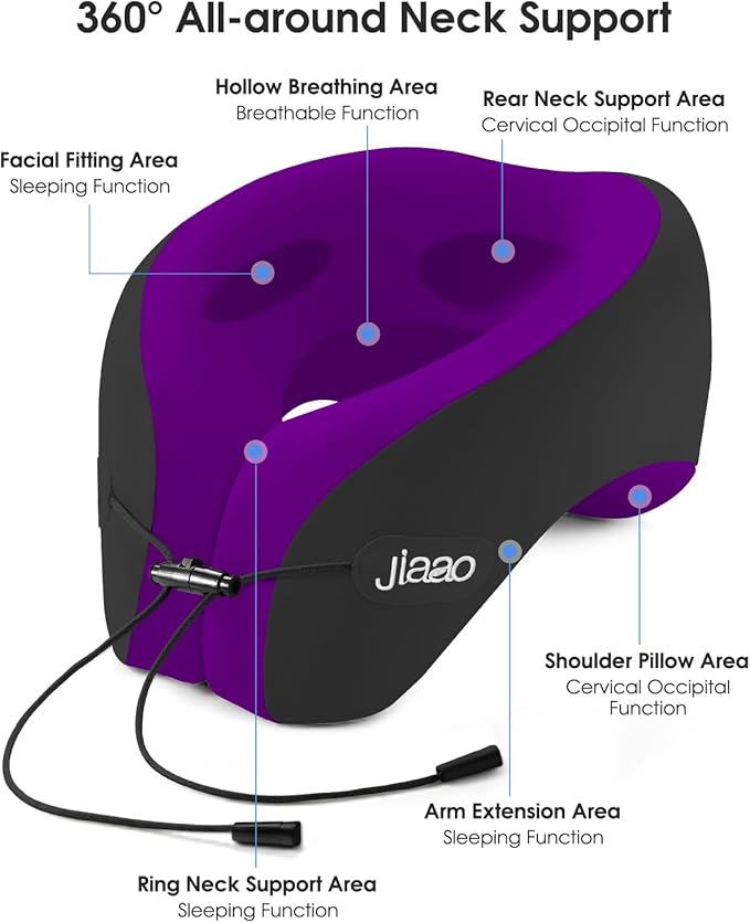 Travel Neck Pillow for Airplanes, Neck Pillow for Traveling,360º Ergonomic Memory Foam Travel Pillow, Soft and Breathable Cover,Portable Pillows for Car, Train or Airport Travel Essentials