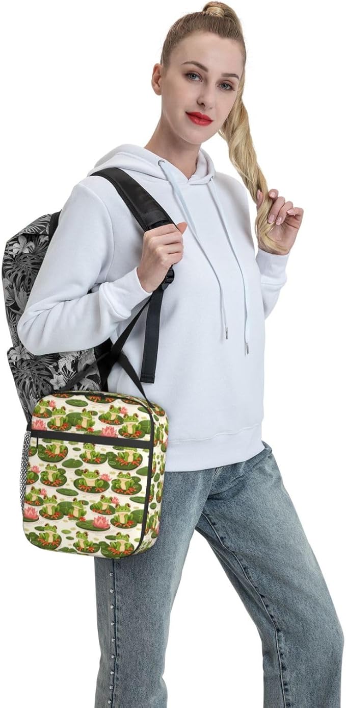 Frog Insulated Lunch Box for Women Men Frog Lunch Bag for Travel,or Fishing Polyester